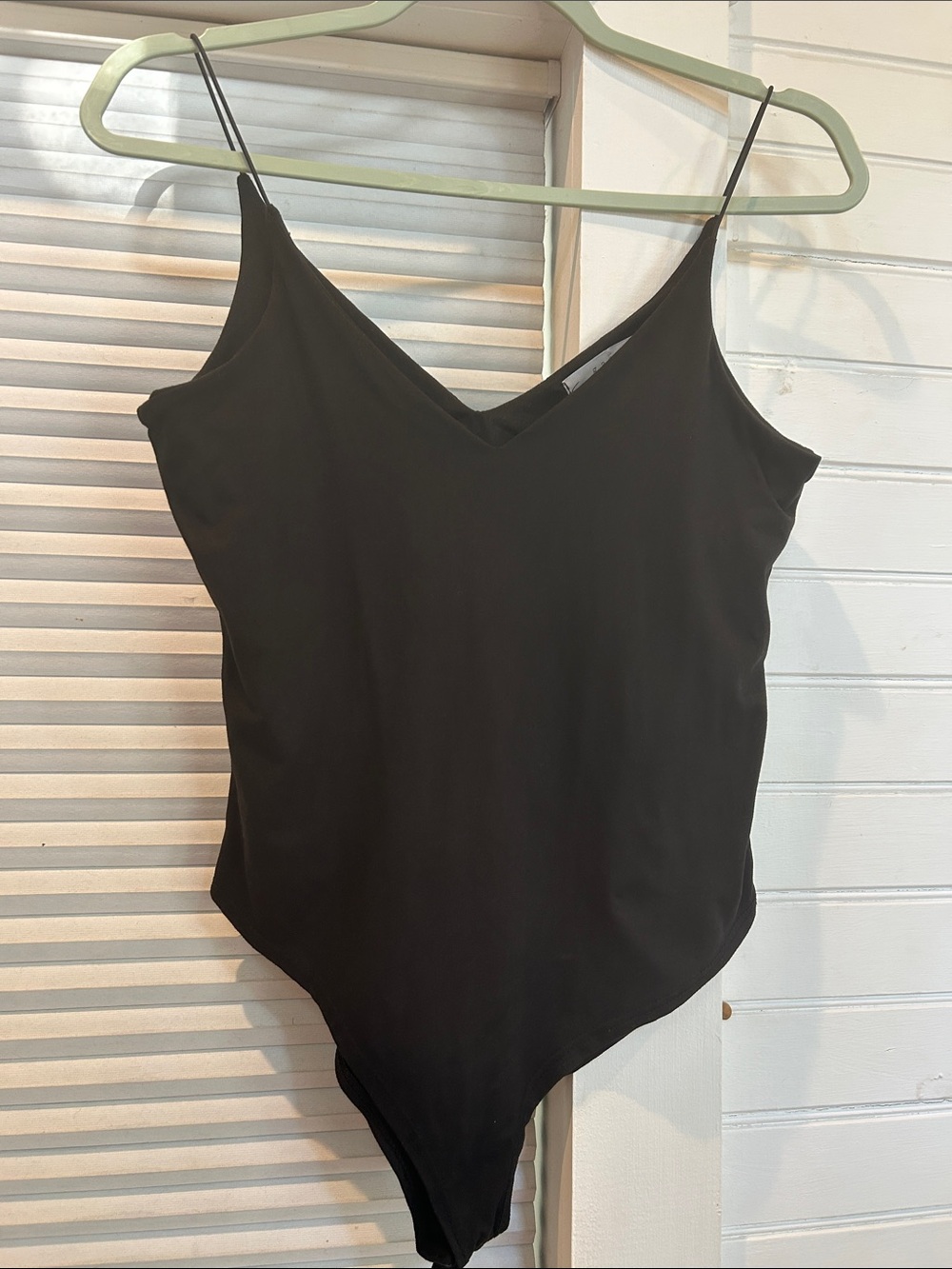 Gaze Black V-Neck Bodysuit Snap Closure Double-Lined Bust Size Small